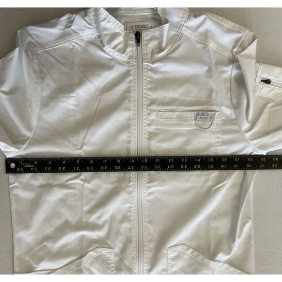 Cherokee Workwear Revolution Men Sz XS Zip Front White Scrub Jacket - Picture 12 of 16